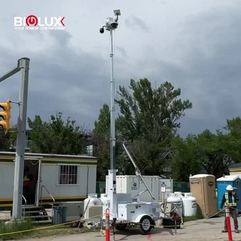 360° Portable Solar Security Camera Tower for Construction Sites